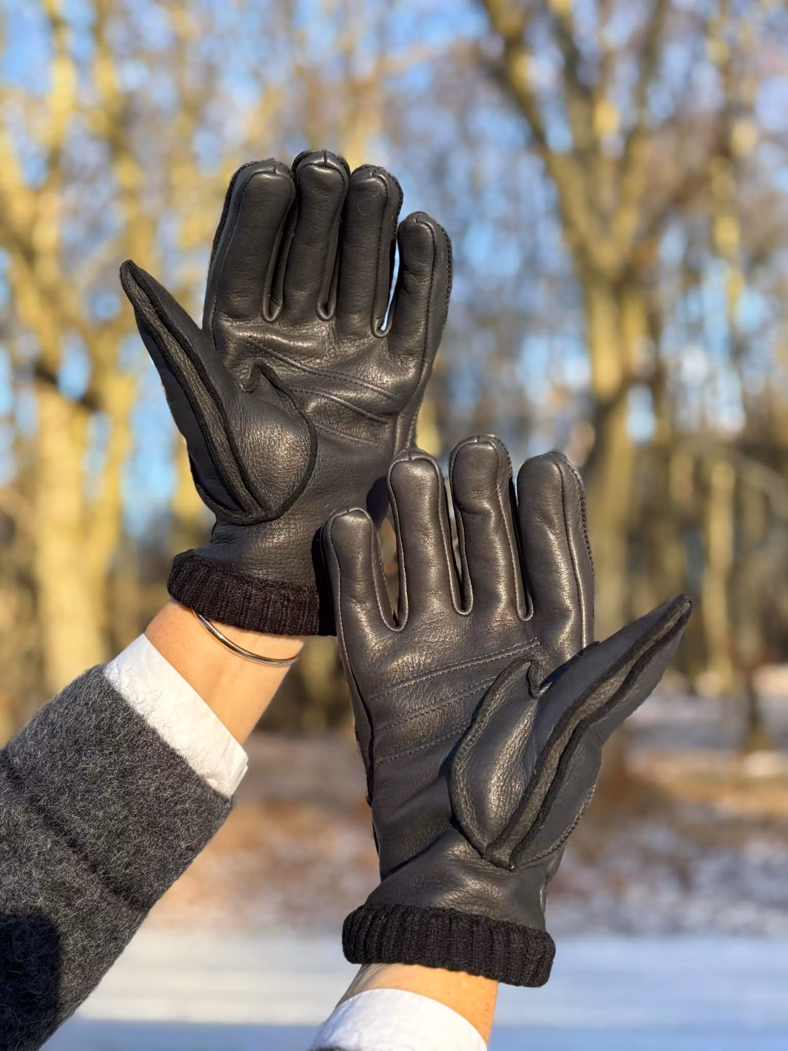 HESTRA Handske " Deerskin Primaloft Rib ", svart