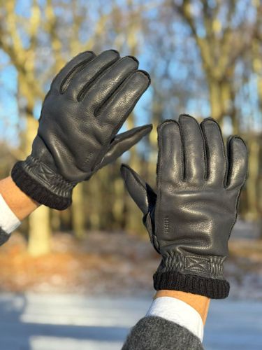 HESTRA Handske " Deerskin Primaloft Rib ", svart