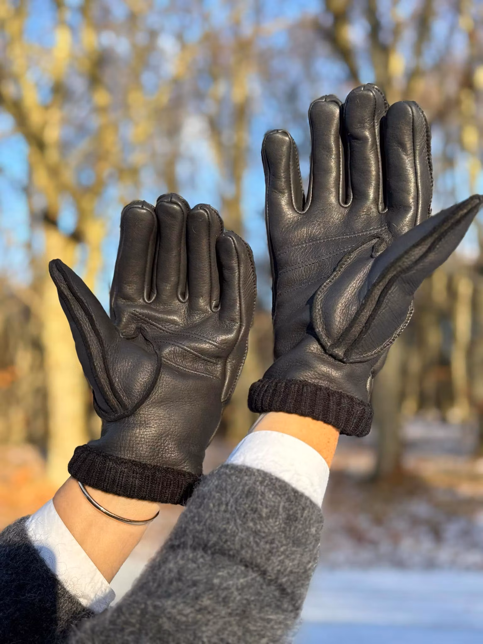 HESTRA Handske " Deerskin Primaloft Rib ", svart