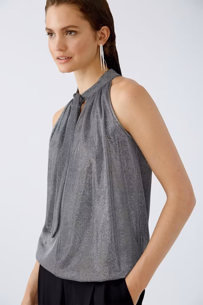 Oui knytlinne "halterneck " , silvermetallic