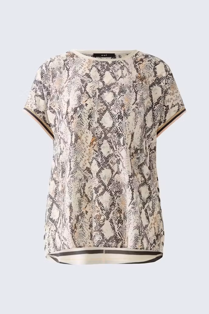 Oui Kortärmad " Blus tröja " , Stone