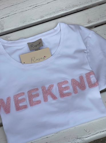 Rosas T-shirt " Weekend " ,   vit / rosa
