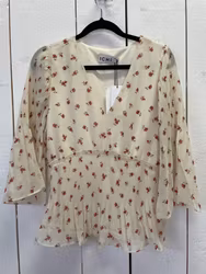 ICHI Blus "NEALLY MS " med rosor , creme