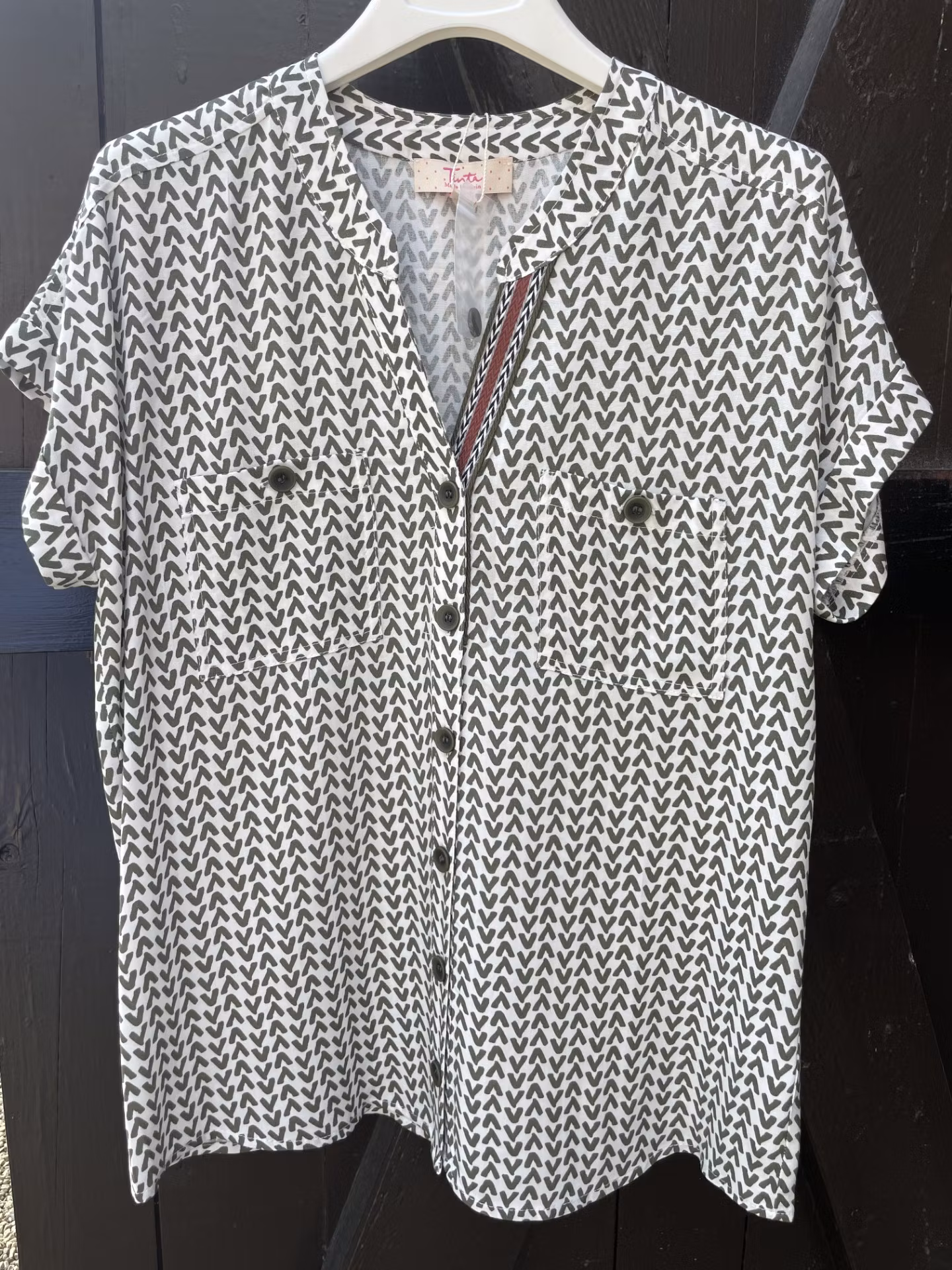 Tinta blus " Juno " , vit / oliv