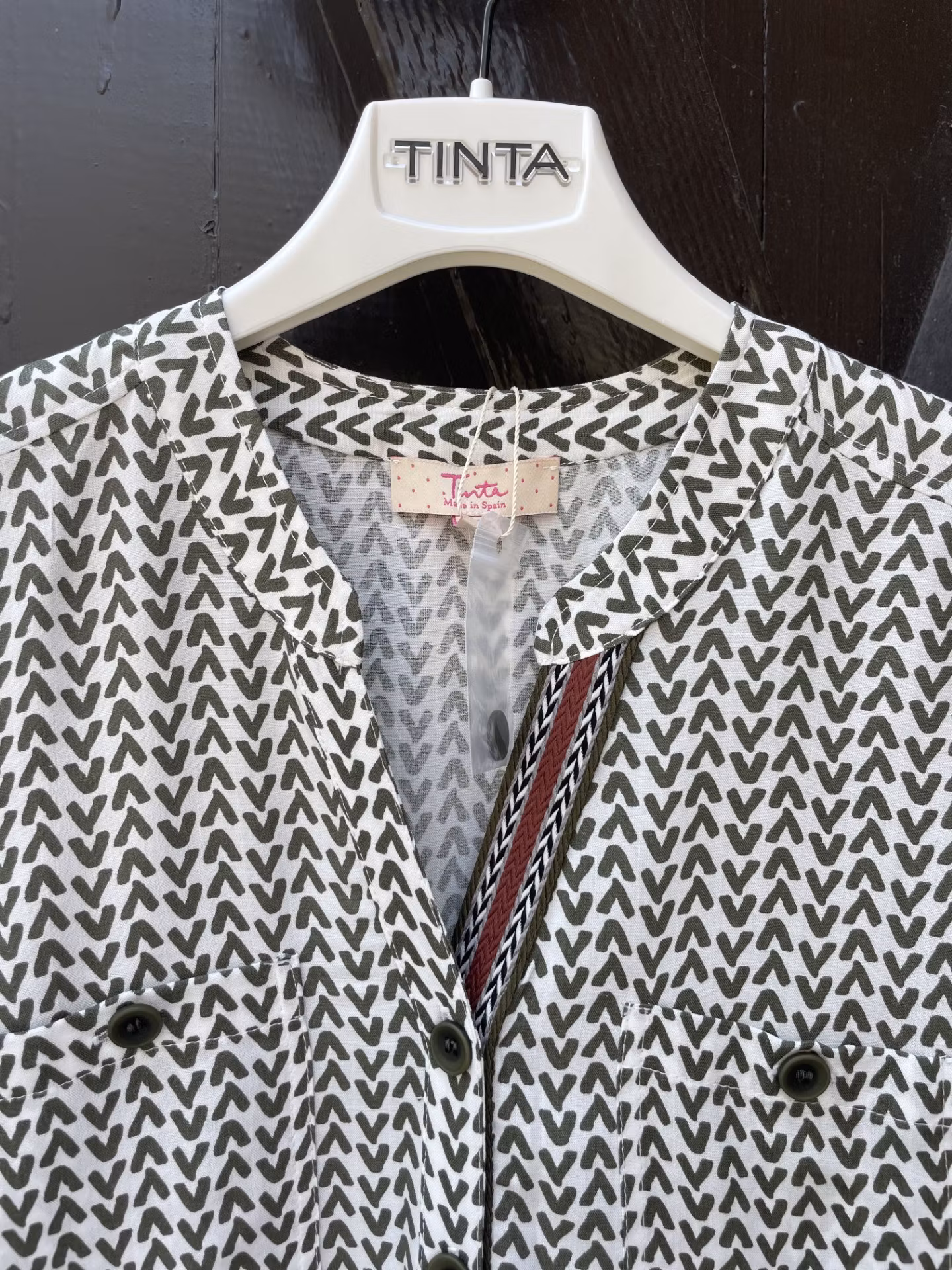 Tinta blus " Juno " , vit / oliv