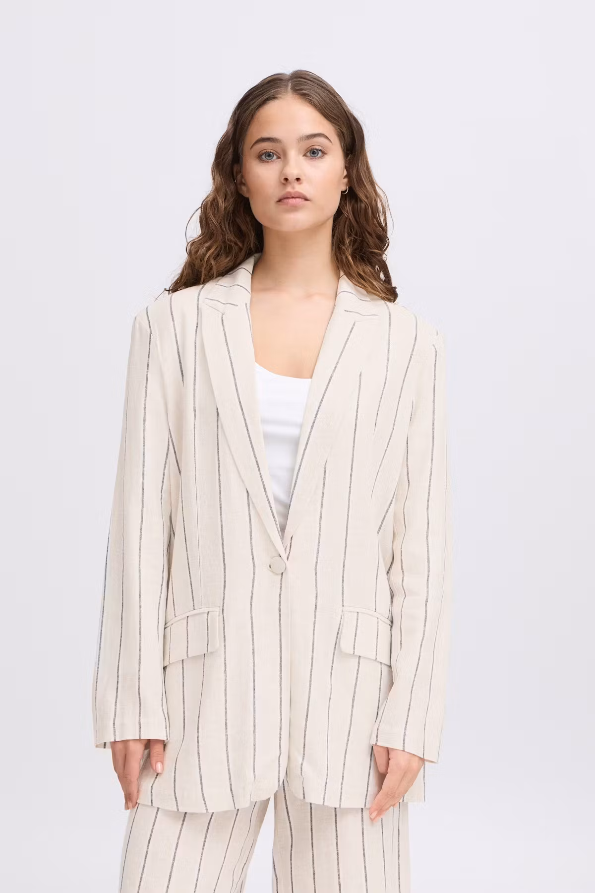 ICHI kavaj " LINNO BL", Ecru stripe