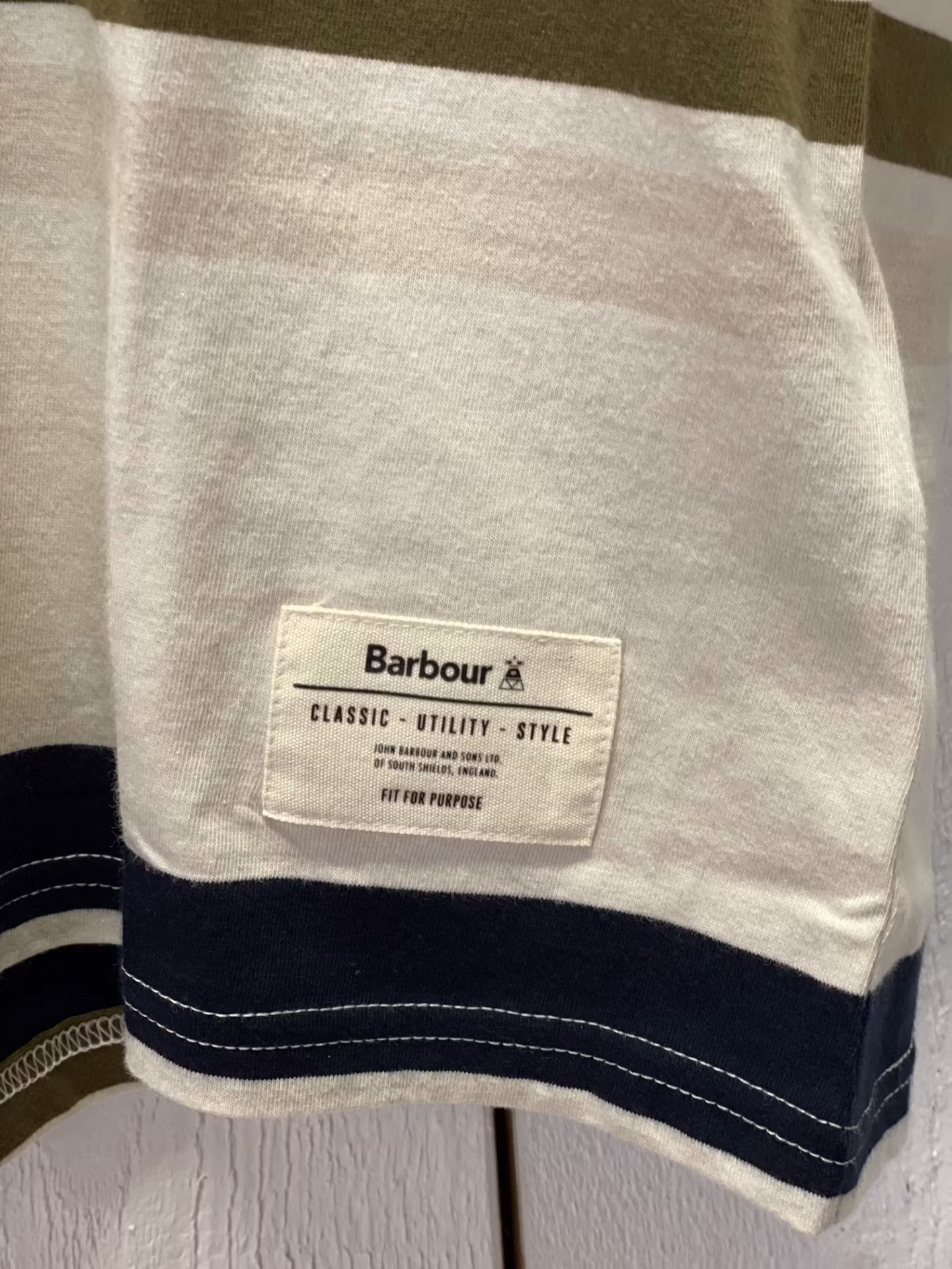 Barbour Tee " stripe relaxed " , Whisper White
