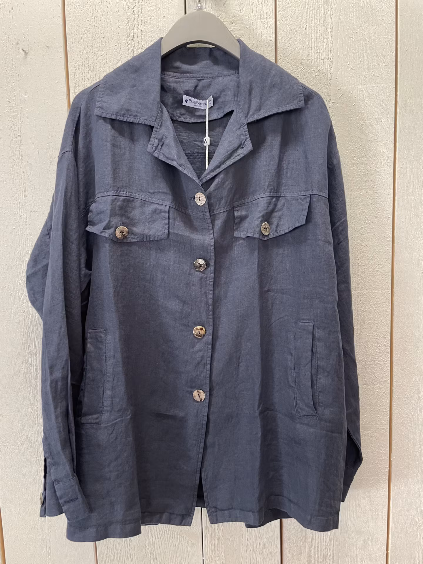 Blueberry Skjortkavaj i lin , Navy