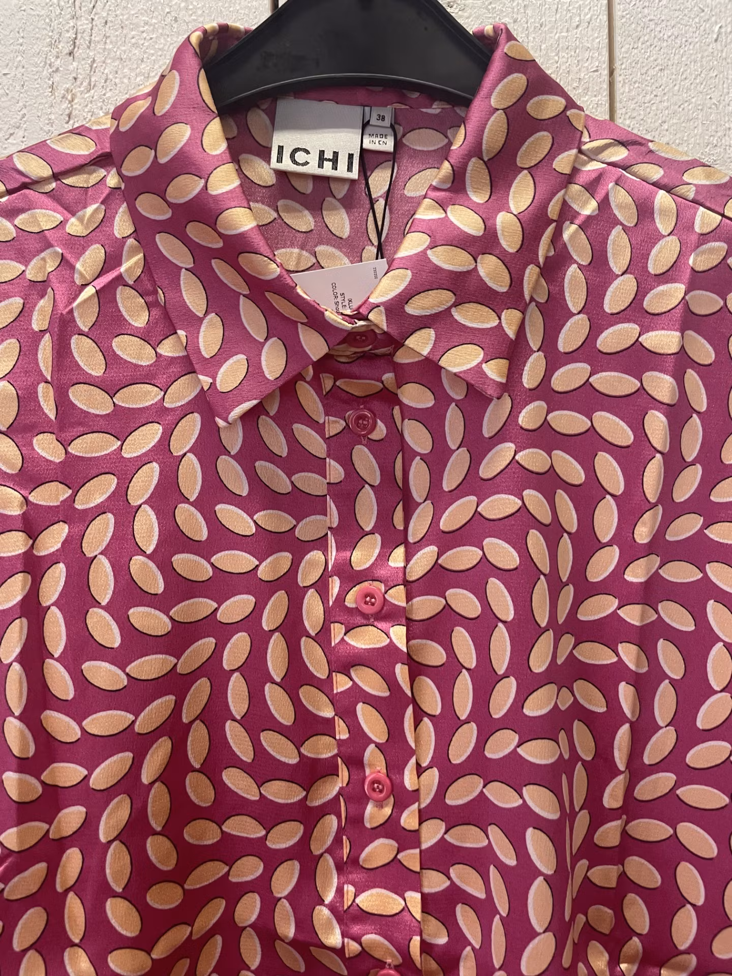 ICHI blus " Lucca" , Shocking Pink Print