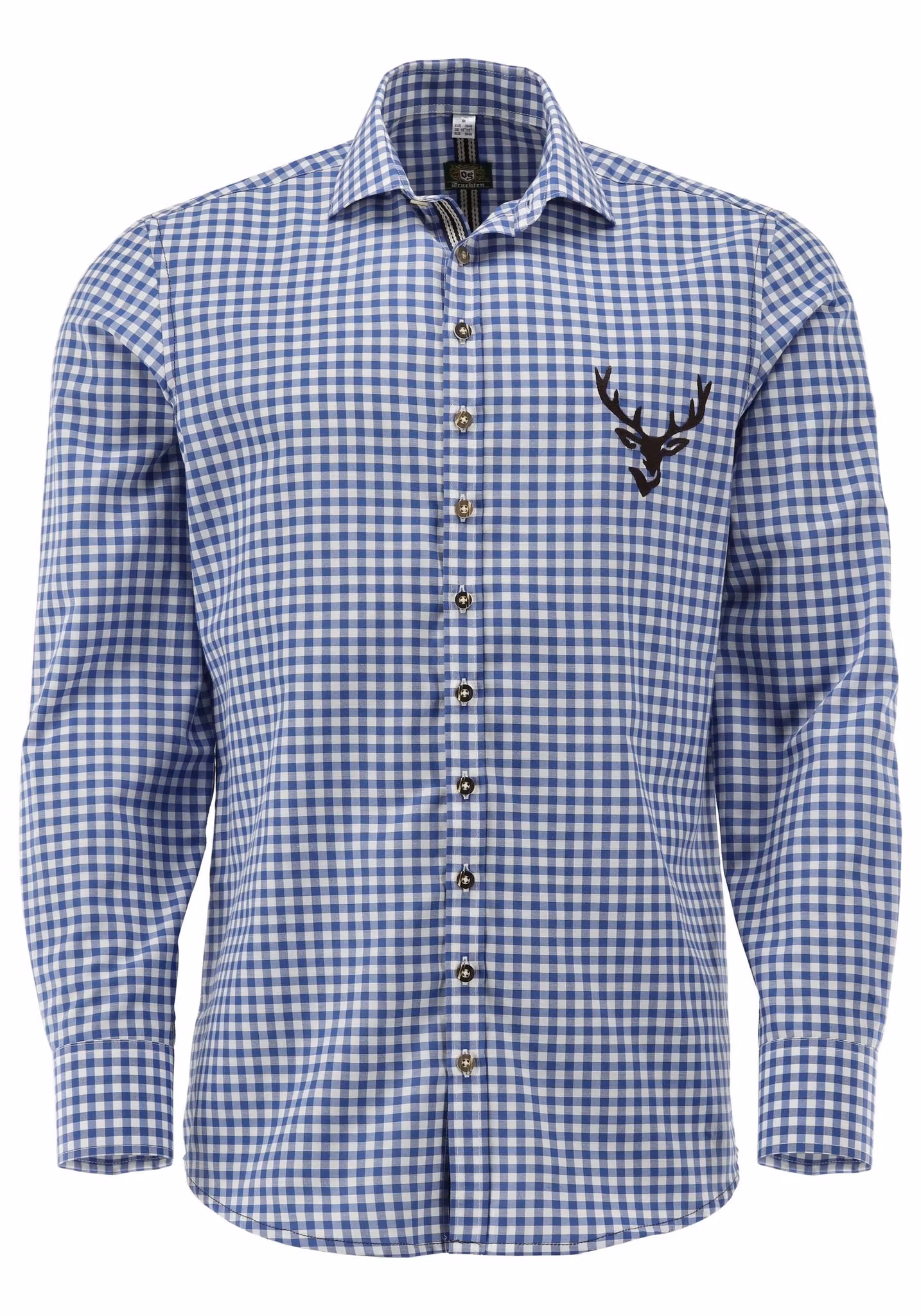 Herrskjorta "Blårutig med hjort", Slim Fit / OT