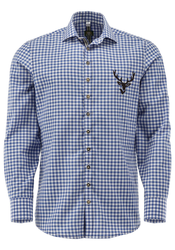 Herrskjorta "Blårutig med hjort", Slim Fit / OT