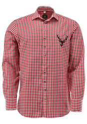 Herrskjorta "Rödrutig med hjort", Slim Fit / OT