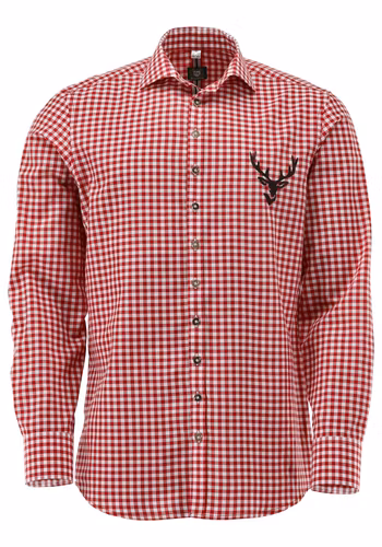 Herrskjorta "Rödrutig med hjort", Slim Fit / OT