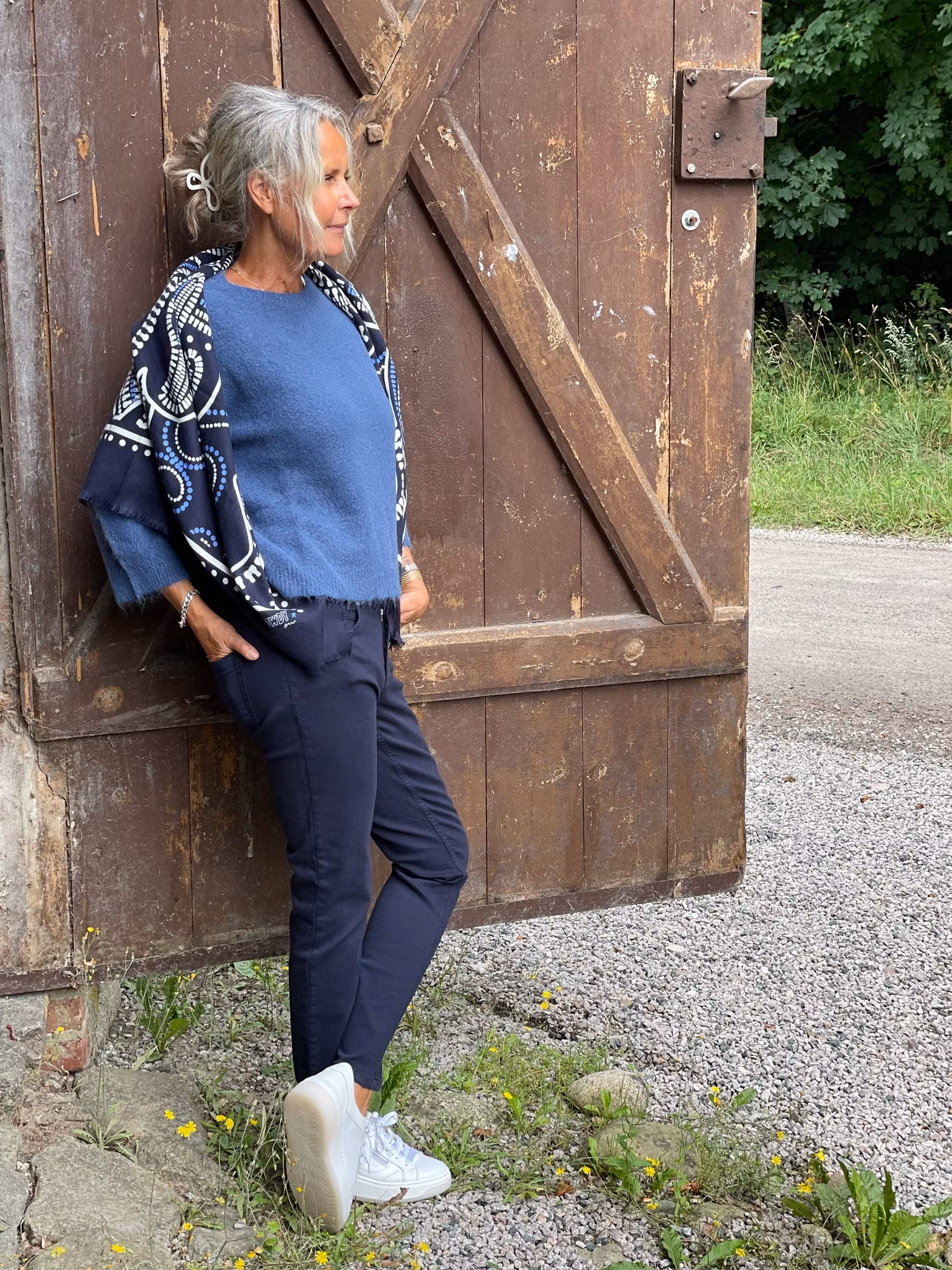 Oui byxa " Baxtor " , slim fit - cropped , Dark Blue