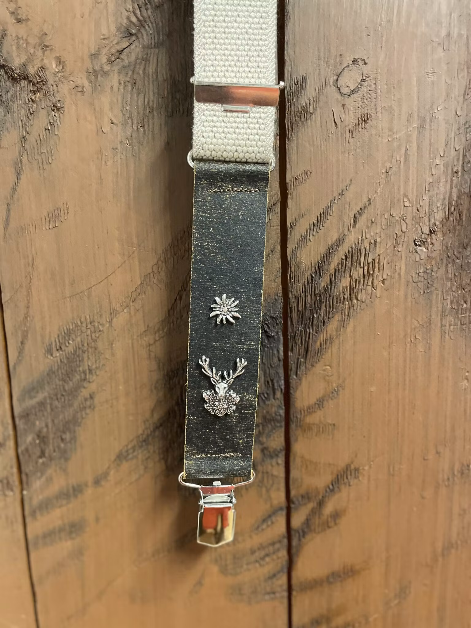 Hosenträger Leinen-Leder , beige