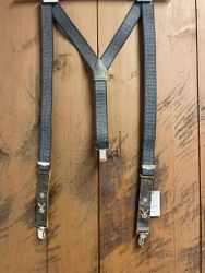Hosenträger Leinen-Leder , grå