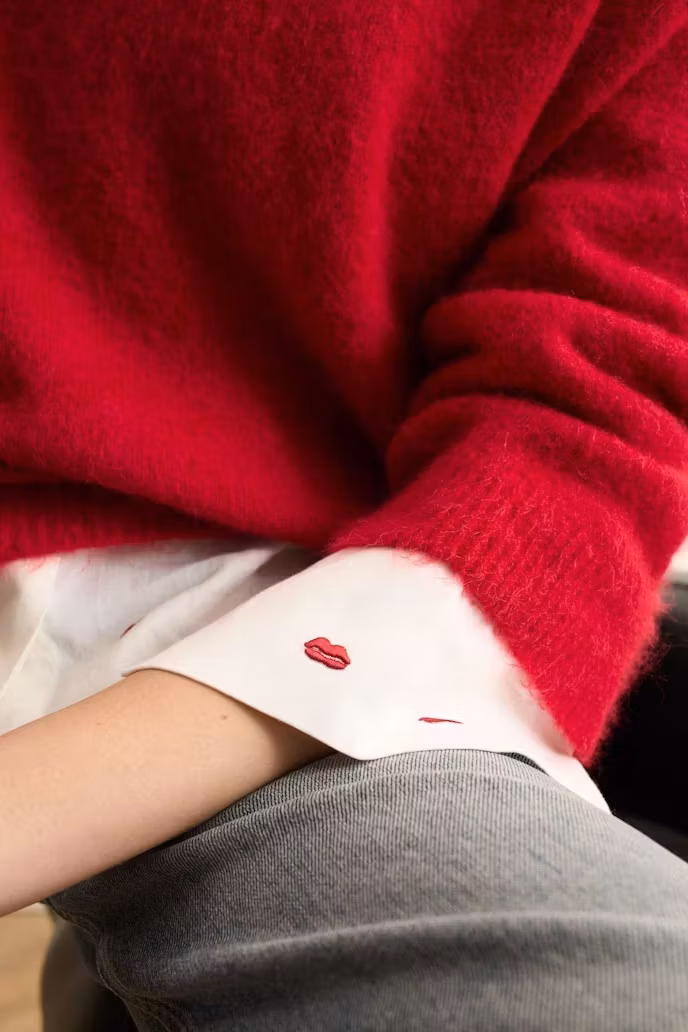 Oui Pullover " scarlet " , röd