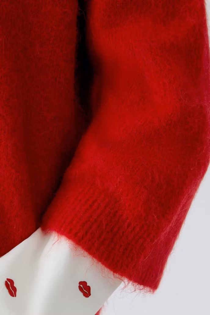 Oui Pullover " scarlet " , röd