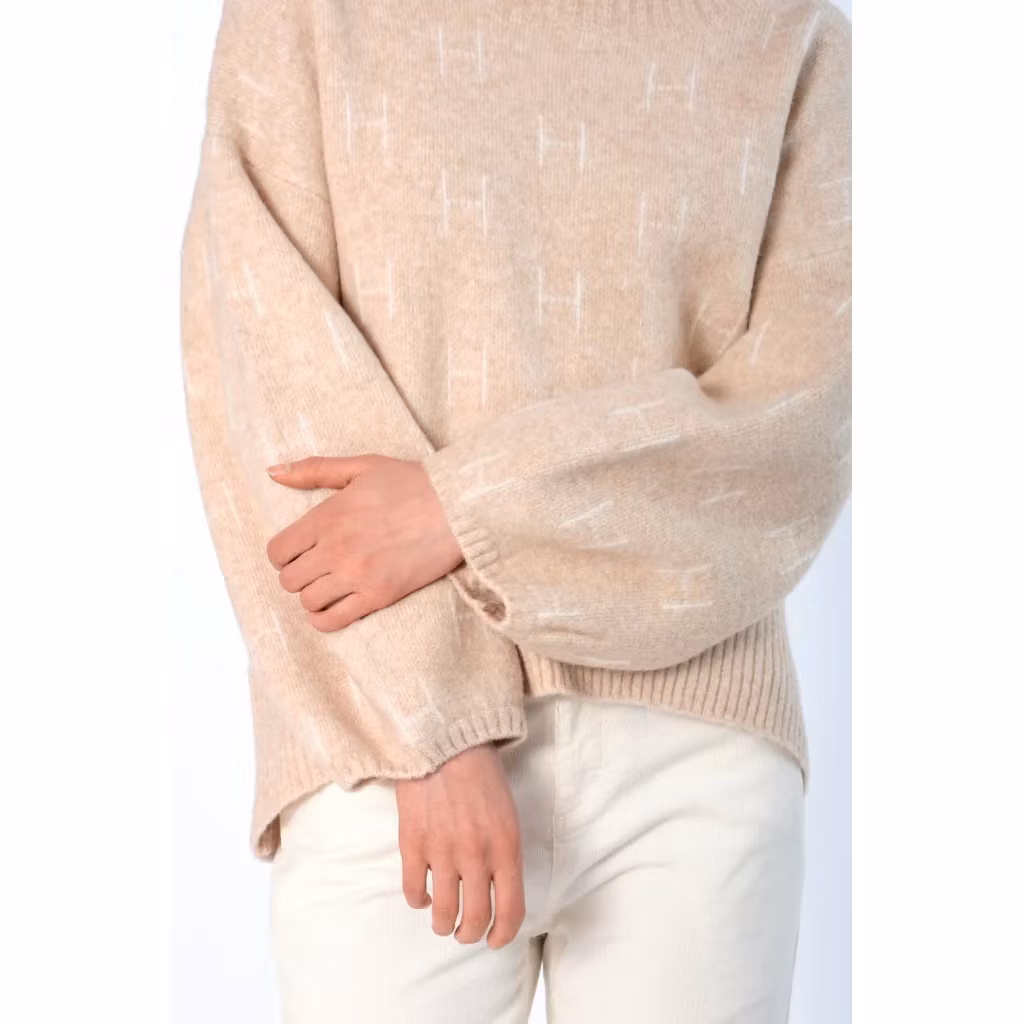 HÉST " Fam sweater" short, Light Beige Melange