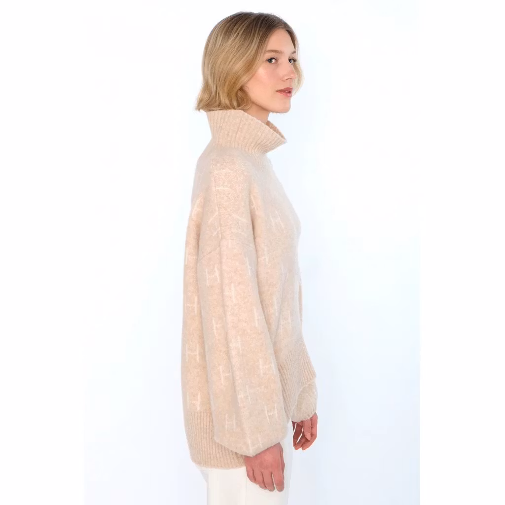 HÉST " Fam sweater" short, Light Beige Melange