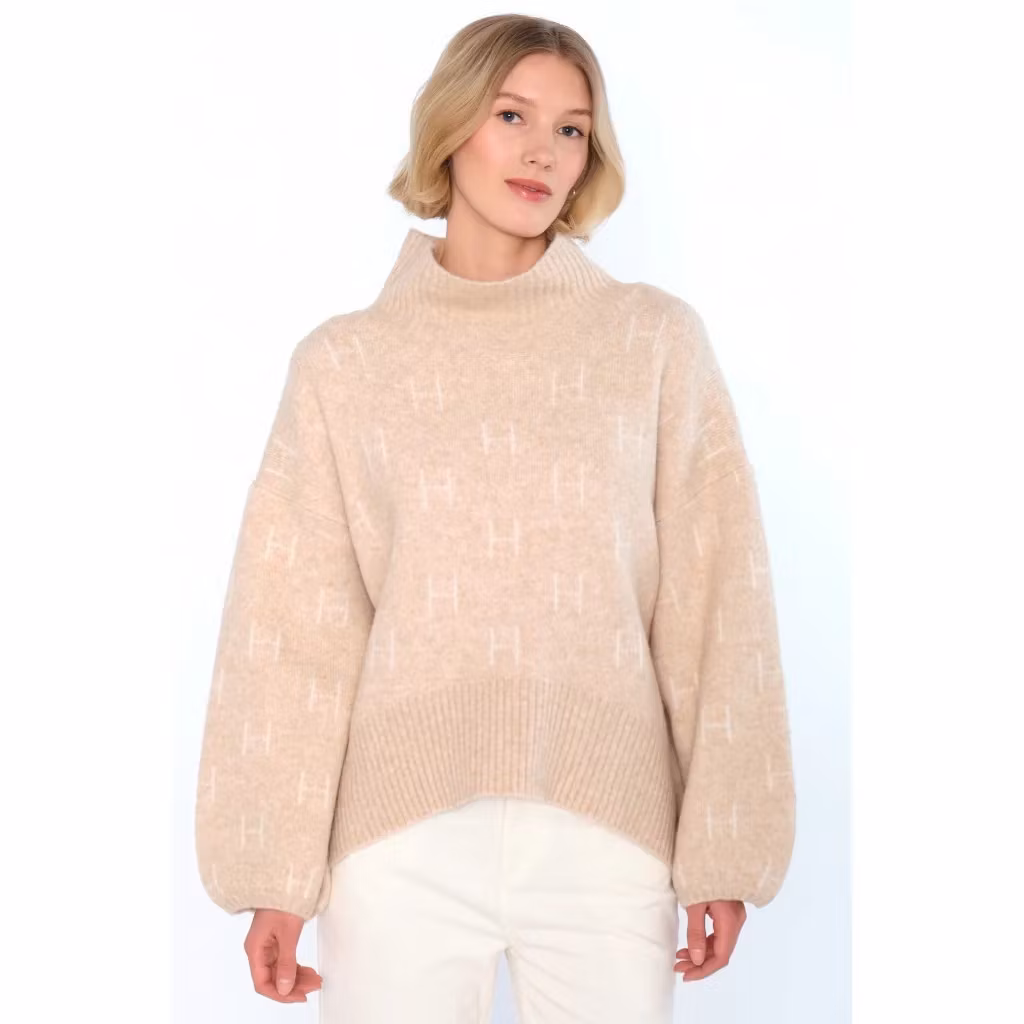 HÉST " Fam sweater" short, Light Beige Melange