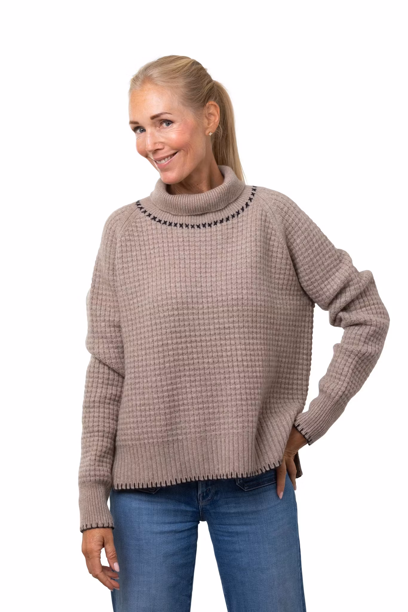 8Design Polotröja " Stella" , Linbeige/Marin