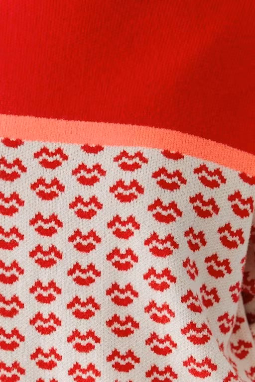 OUI Pullover " kisses" , röd/vit