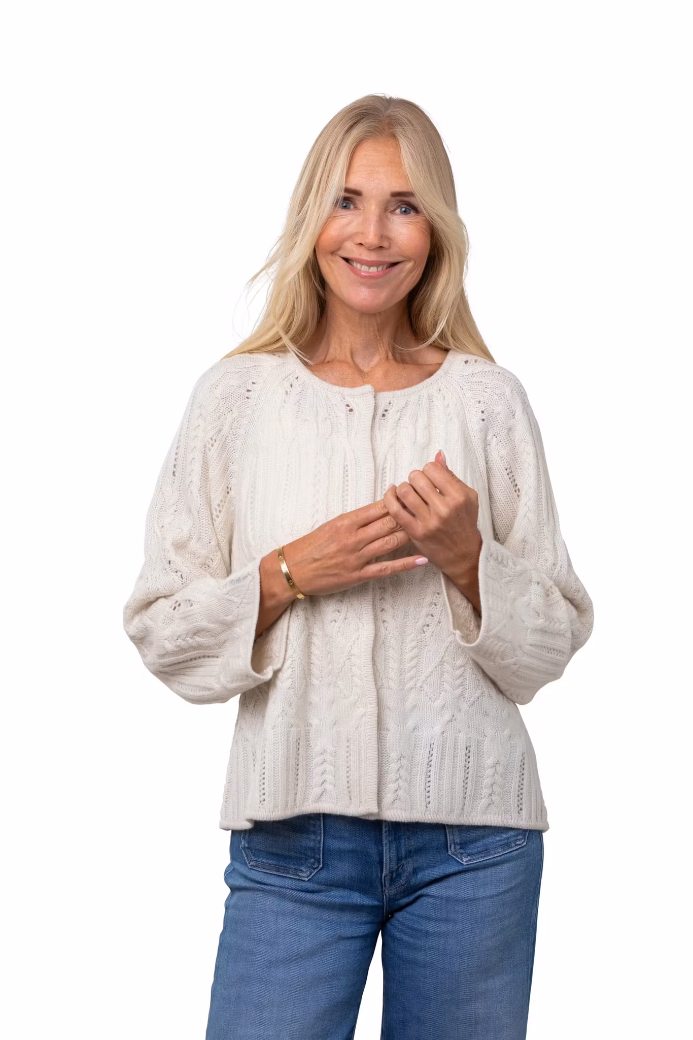 8Design Kofta " Filippa" Långärm, naturvit