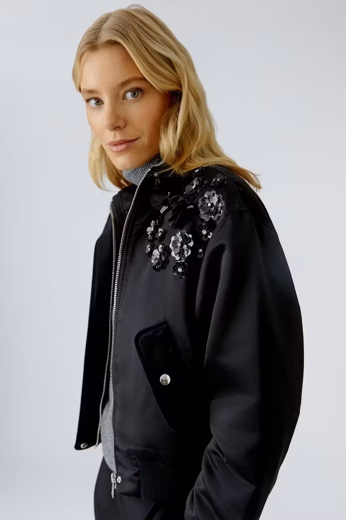 Oui Jacka " Bling blomma " , svart