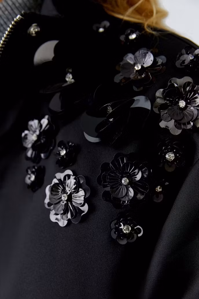 Oui Jacka " Bling blomma " , svart
