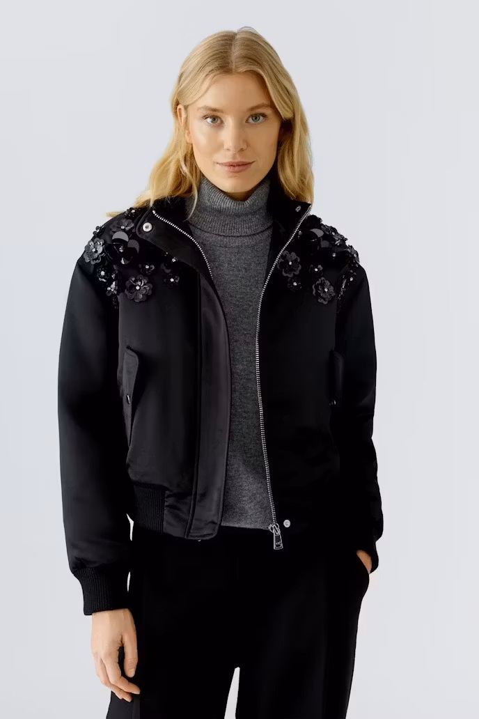 Oui Jacka " Bling blomma " , svart