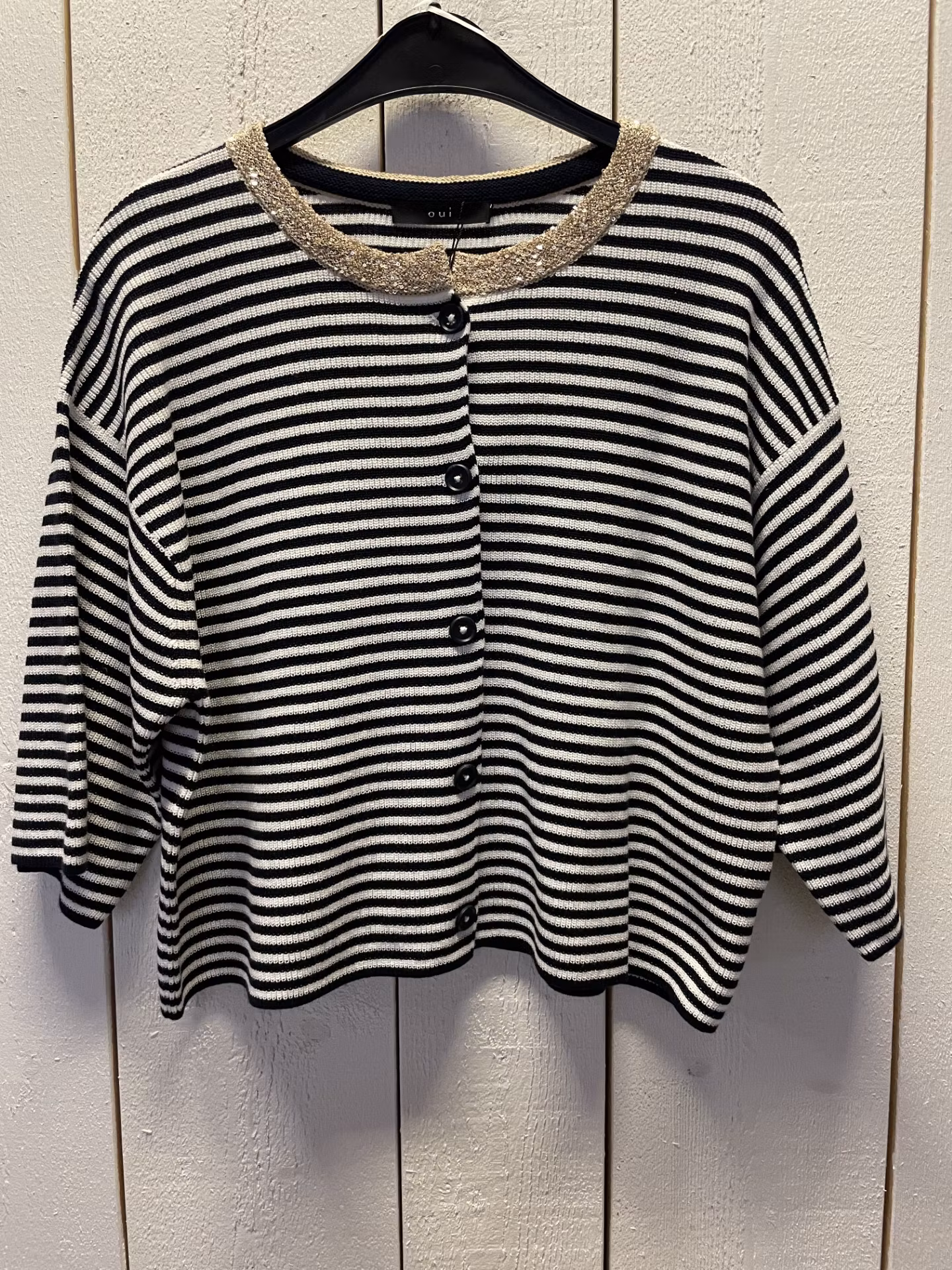 OUI jacka / kofta " rand " , Ecru / marin