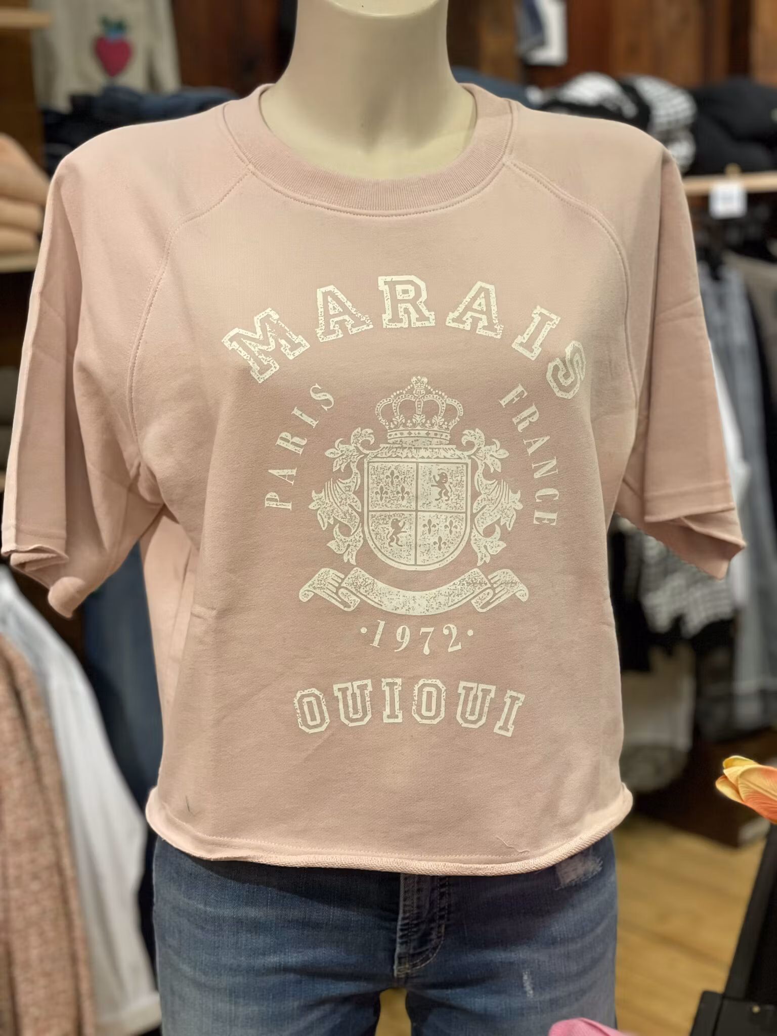 Oui , sweatshirt " Marais " , dusty rose