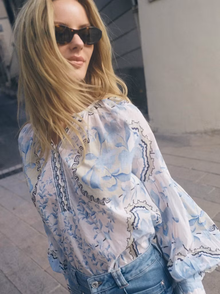 Mos Mosh " Wylde Orchid Blouse " , Brunnera Blue