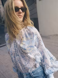 Mos Mosh " Wylde Orchid Blouse " , Brunnera Blue