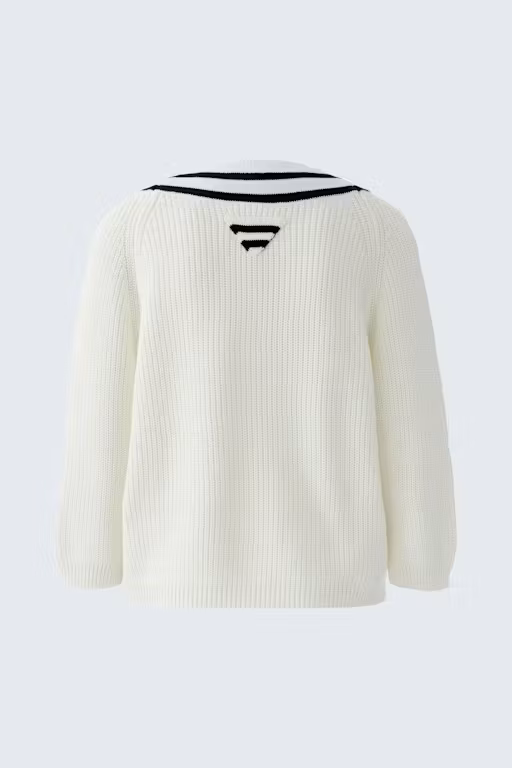 Oui V-ringad Pullover , White/black