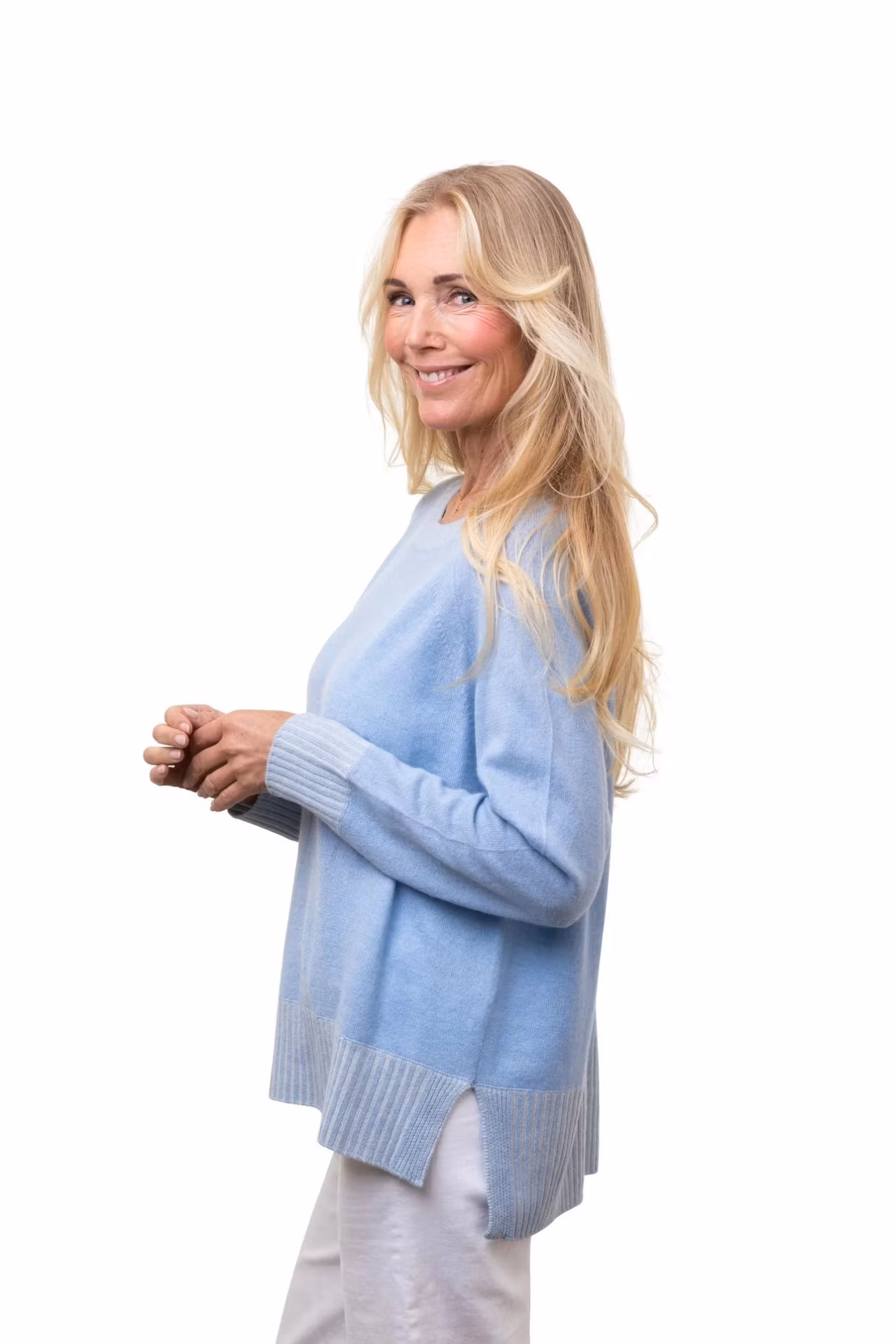 8Design " Peg" tröja , ljusblå / naturvit