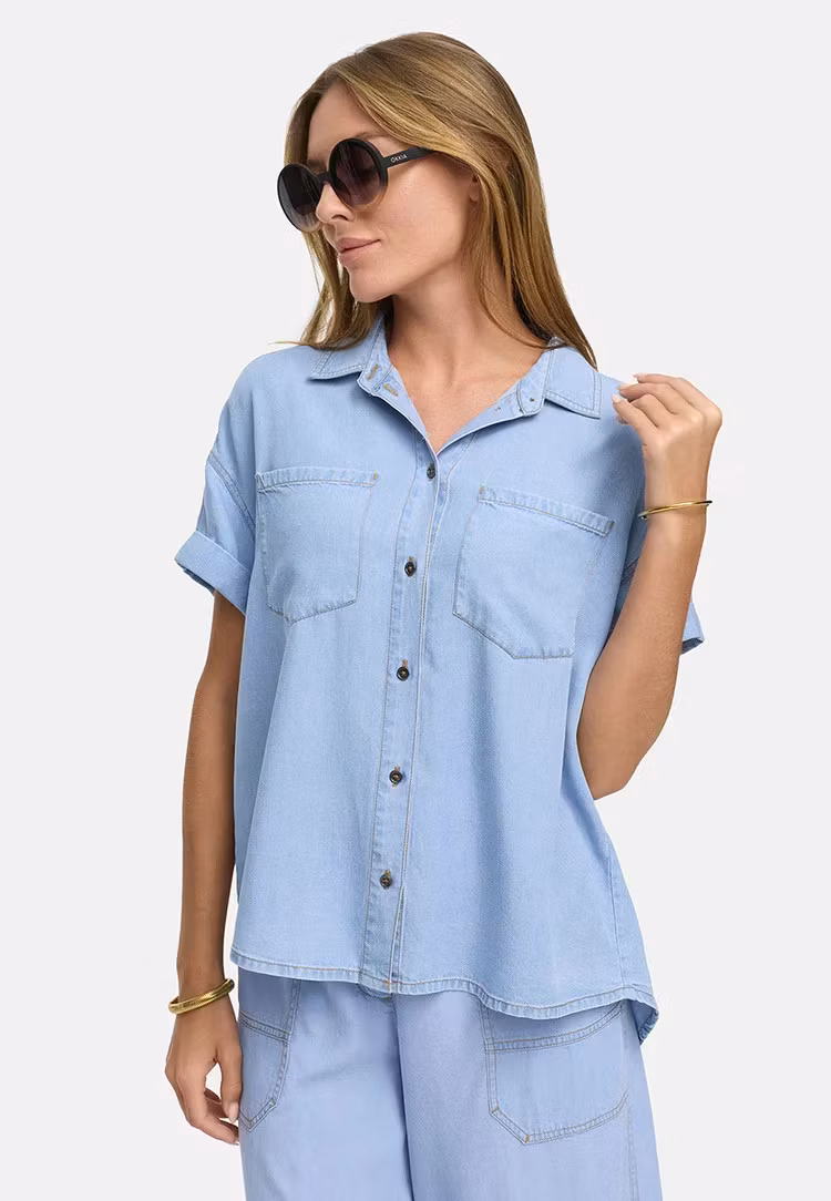 CATNOIR "blus i Lyocell", light denim