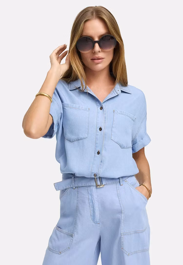 CATNOIR "blus i Lyocell", light denim