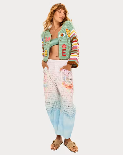 Me369 Cardigan " Ibiza Crochet " , Mint