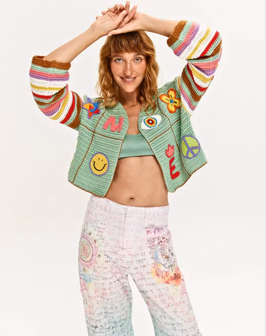 Me369 Cardigan " Ibiza Crochet " , Mint
