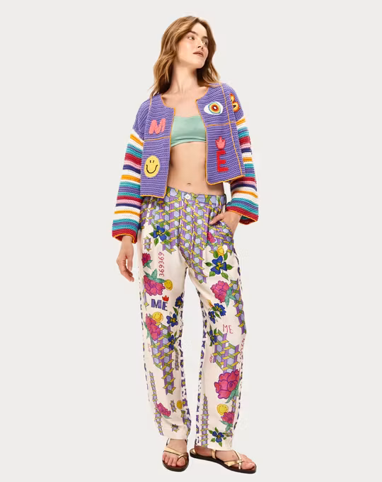 Me369 Cardigan " Ibiza Crochet " , Purple