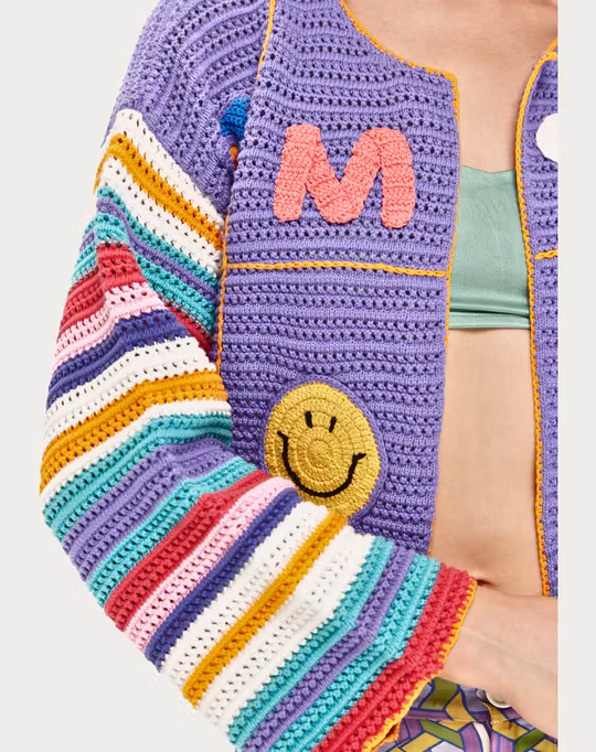 Me369 Cardigan " Ibiza Crochet " , Purple