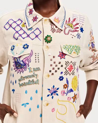 Me369 " Briann Embroidered Denim " , Markers