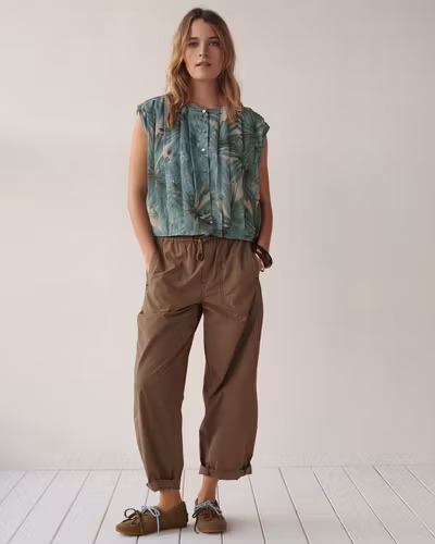 Summum " Cocoon Pant Breezy Cotton Canvas " , Dark clay