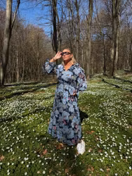 OUI klänning " blommig" , blå