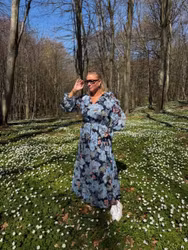 OUI klänning " blommig" , blå