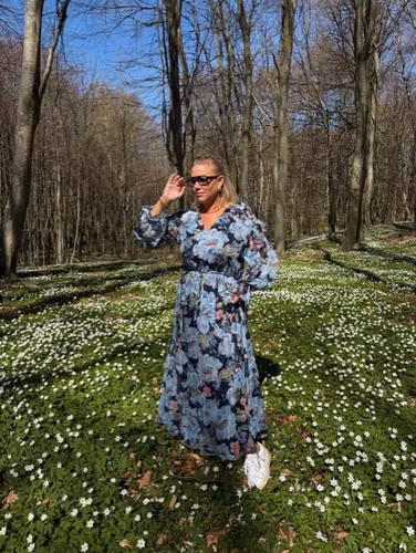 OUI klänning " blommig" , blå