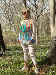 Me369 " Mia String Tie Collar Blouse " , Runic Whisper