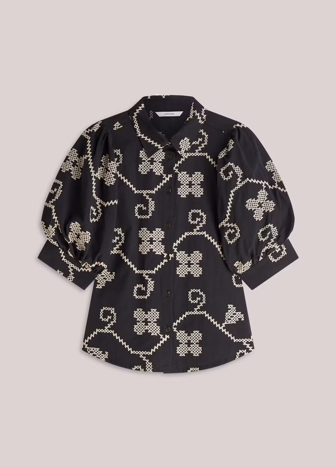 Summum " Blouse Cotton Embroidered" , black